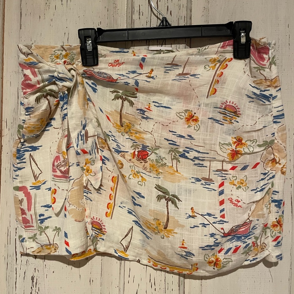 NWT-Cotton-On linen blend faux wrap skirt. Size 10.